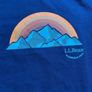 LL BEAN Slightly Fitted Mens Navy Graphic Print Short Sleeve Crewneck T-Shirt XL
